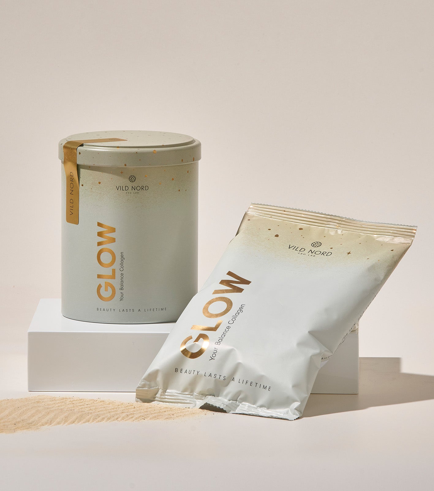 GLOW - Vild Nord - marine collagen - collagen pulver - kollagen tilskud - collagen med vitamin A, vitamin C, selen og zink