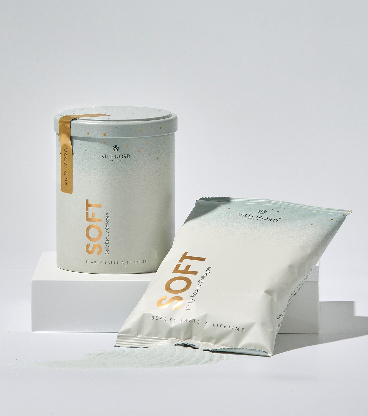 SOFT - Vild Nord - collagen pulver - kollagen tilskud - marine collagen med vitamin C og zink.
Vild Nord Collagen